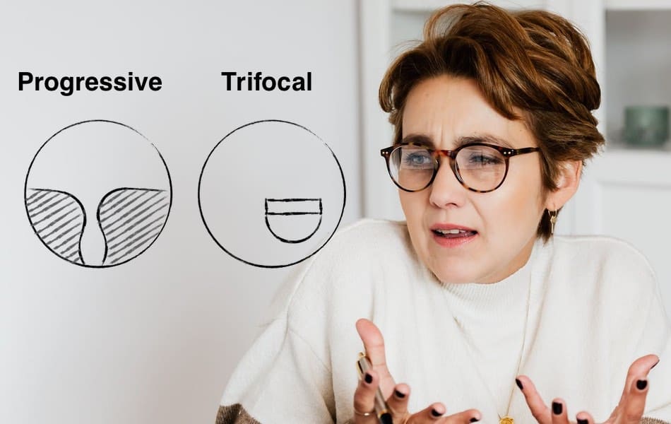 Trifocal vs progressive shown
